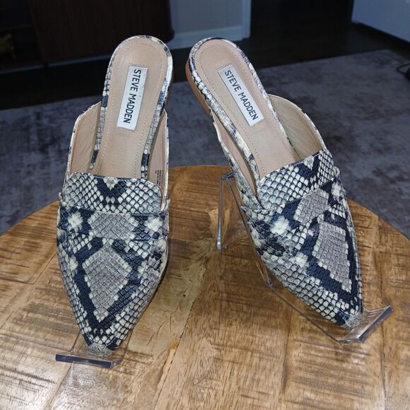 Steve Madden Fuax SNAKESKIN Pointed Toe SlipOn Mule Loafer Flats Sz 7 Comfort - Picture 3 of 11